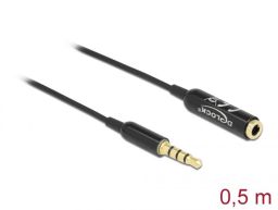 DeLock Audio Extension Cable Stereo Jack 3.5mm 4 pin male to female Ultra Slim 0,5m Black