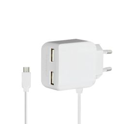 Logilink Dual micro USB socket adapter with fixed cable 2x USB-A 10,5W White