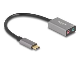 Delock Külső USB Type-C  csatlakozójú hangkártya 2 x 3,5 mm sztereo jack Plug & Play audio adapterrel