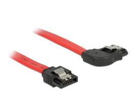 DeLock Cable SATA 6 Gb/s male straight > SATA male right angled 70cm Red Metal