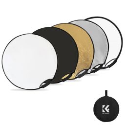 K&F Concept 5in1 derítőlap, reflektor fogantyúval 60cm (feh, fek, arany, ezüst, transp) + hordtáska