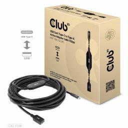 Club3D USB Gen1 Type-C to Type-A Active Adapter Cable 5Gbps M/F Cable 10m Black