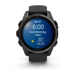 Garmin fenix 8 43mm AMOLED Sapphire, Carbon grey DLC titanium with Black/pebble grey silicone band