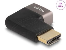 DeLock HDMI male to female 90° right angled 8K60Hz adapter Grey Metal