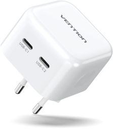 Vention 2-Port USB-C Charger White