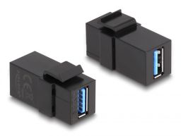 DeLock Keystone Module USB 3.0 A female to USB 3.0 A female (1:1) Black