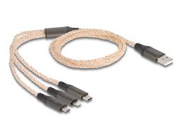DeLock USB RGB Charging Cable 3 in 1 Type-A to Lightning / Micro USB / USB Type-C 1,2m Transparent