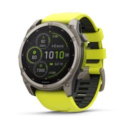 Garmin fenix 8 51mm Solar Sapphire Titanium with Amp yellow/graphite silicone band