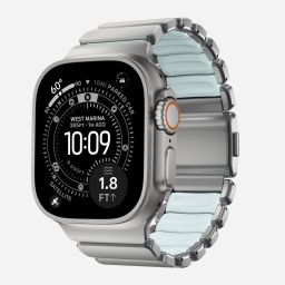 Nomad Stratos Band FKM for AW 45/46/49mm Natural Titanium Icy Blue Glow