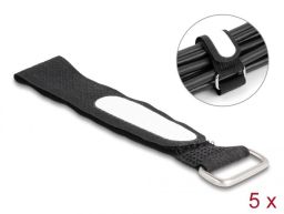 DeLock Hook-and-loop cable tie with loop and label tap L 203xW20mm 5 pieces Black