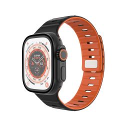 FIXED mágneses szilikon óraszíj Apple Watch 42/44/45/46/49mm-hez, fekete