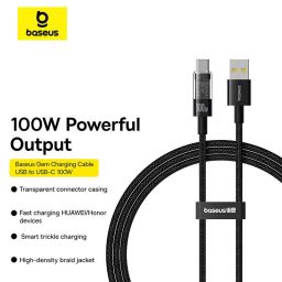 Baseus USB A to USB C 100W fast charging Data cable 1m Black