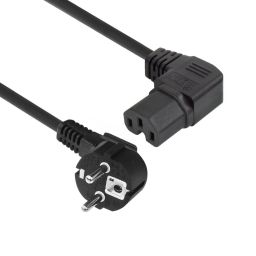 ACT Powercord mains connector Schuko CEE 7/7 male (angled) - C15 (angled left) IEC 60320 1m Black