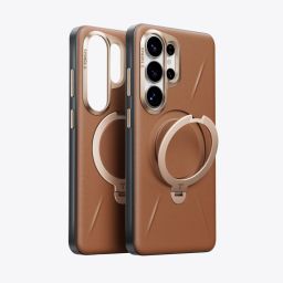 Torras Ostand Q3 VegSkin case for Samsung Galaxy S26 Ultra Amber Brown