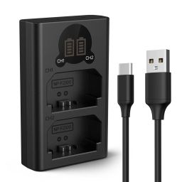 K&F Concept hordozható dupla BC-QZ1 akkumulátor töltő, LCD, USB-C, 2db FZ100 akkumulátorhoz