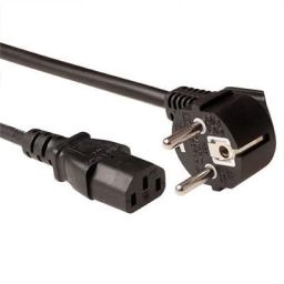 ACT Powercord LSZH mains connector Schuko CEE 7/7 male (angled) - C13 IEC 60320 2,5m Black