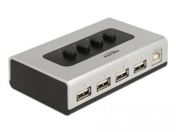 Delock Kétirányú USB 2.0 switch 1 db. B-típusú anya   4 db. A-típusú anya kézi átkapcsolással