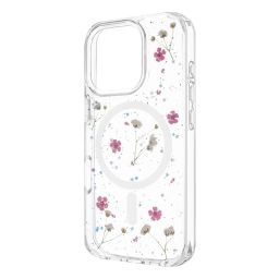 FIXED MagBloom tok Apple iPhone 15 készülékhez, rózsaszín virágmintás