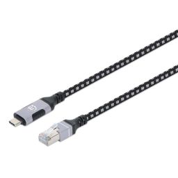 Manhattan CAT6 FTP USB-C to Gigabit Ethernet Network Cable 2m Black/Silver