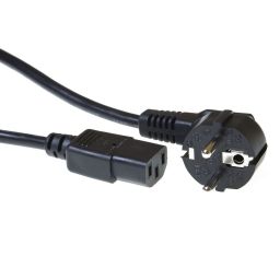 ACT Powercord mains connector Schuko CEE 7/7 male (angled) - C13 IEC 60320 10m Black