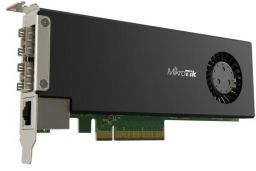 LAN/WIFI MikroTik PCIe hálózati kártya és router, 2xSFP28 25Gbit port, 1x 10/100/1000 Mbps RJ45 port
