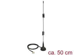 DeLock LTE Antenna TS-9 plug 90° 5 dBi fixed omnidirectional with magnetic base and connection cable RG-174 50 cm outdoor black