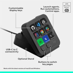 LOGITECH Billentyűzet - MX Keypad AI Control vezérlő, Vezetékes 9 gombos, érintős, Piszkosfehér