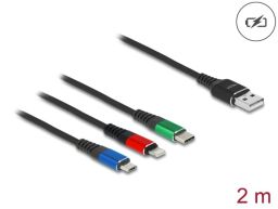 DeLock USB Charging Cable 3in1 Type-A to Lightning/Micro USB/USB Type-C 2m 3-coloured Black
