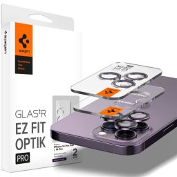 Spigen Glass EZ Fit Optik Pro for iPhone 14 Pro/iPhone 14 Pro Max 2 Pack Deep Purple