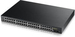 ZYXEL Switch 48x1000Mbps (24xOE) + 2xGigabit SFP, Fémházas Menedzselhető, GS1900-48HPV2-EU0101F
