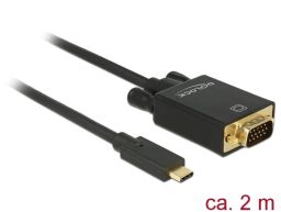 DeLock USB Type-C male > VGA male (DP Alt Mode) Full HD 1080p 2m Black Cable