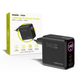 Mobile Origin 140W GaN Display Charger PW21 2x USB-C+USB-A Black