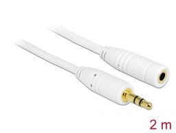 DeLock Stereo Jack Extension Cable 3.5 mm 3 pin male > female 2m White