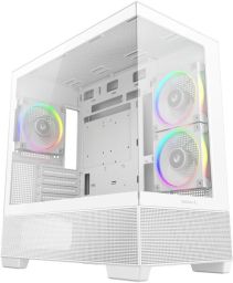 DeepCool Számítógépház - CG380 3F WH (fehér, ablakos, 3x12cm A-RGB, BTF, mATX, 2xUSB3.0, 1xUSB2.0)