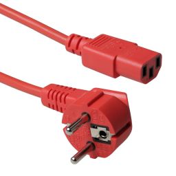 ACT Powercord mains connector Schuko CEE 7/7 male (angled) - C13 IEC 60320 3m Red