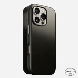 Nomad Leather Folio case for iPhone 16 Pro Green Chrome