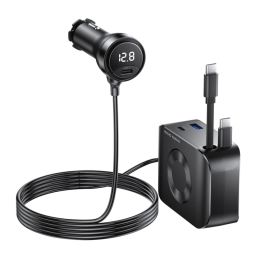 Mobile Origin 75W 5in1 Car Charger CA23 - 2x USB-C + USB-A Port, 2x USB-C cable Black
