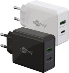 USB hálózati gyorstöltő 1xQC 3.0 (12W) + 1xUSB-C 3.1 (30W) fehér GOOBAY(61674)