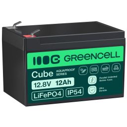 Green Cell LFPGC12V12AH CUBE Akkumulátor LiFePO4 12Ah 12.8V 153.6Wh Lítium-vas-foszfát hoz Kerekesszékhez, Játékhoz, Robogóhoz