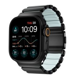 Nomad Stratos Band for FKM AW 45/46/49mm Black Titanium Icy Blue Glow