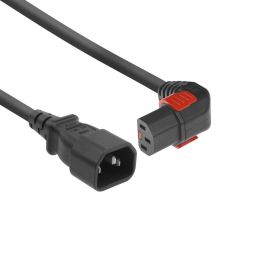 ACT Powercord C14 - C13 IEC Lock (down angled) 1m Black