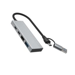 FIXED 4 portos USB-HUB, sötétszürke