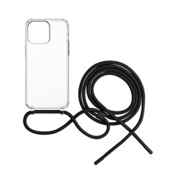 FIXED Pure Neck átlátszó tok Apple iPhone 15  Pro Max készülékhez, fekete nyakpánttal, átlátszó