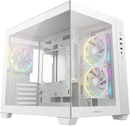 DeepCool Számítógépház - CG330 3F WH (fehér, ablakos, 3x12cm A-RGB, BTF, mATX, 2xUSB3.0, 1xUSB2.0)