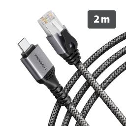 AXAGON ADE-CM20 USB-C Gigabit Ethernet adapter with integrated CAT6 RJ-45 network cable 2m Black
