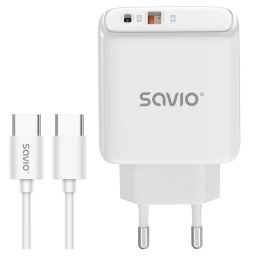 Savio LA-13 Wall quick charger 20W with USB-C cable White