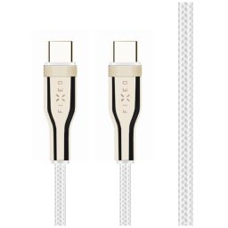 FIXED USB-C/USB-C adat- és töltőkábel, FIXDB-CC2-WH, fonott szövet borítás, 2m, PD 3.0, max 100W, fehér
