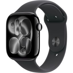 Apple Watch S11 Cellular 46mm Jet Black Aluminium Case with Black Sport Band S/M