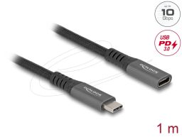 DeLock USB Type-C male to female PD 3.0 100W cable 1m Grey Metal
