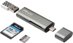 PNY Type-C Card Reader / USB Adapter Silver